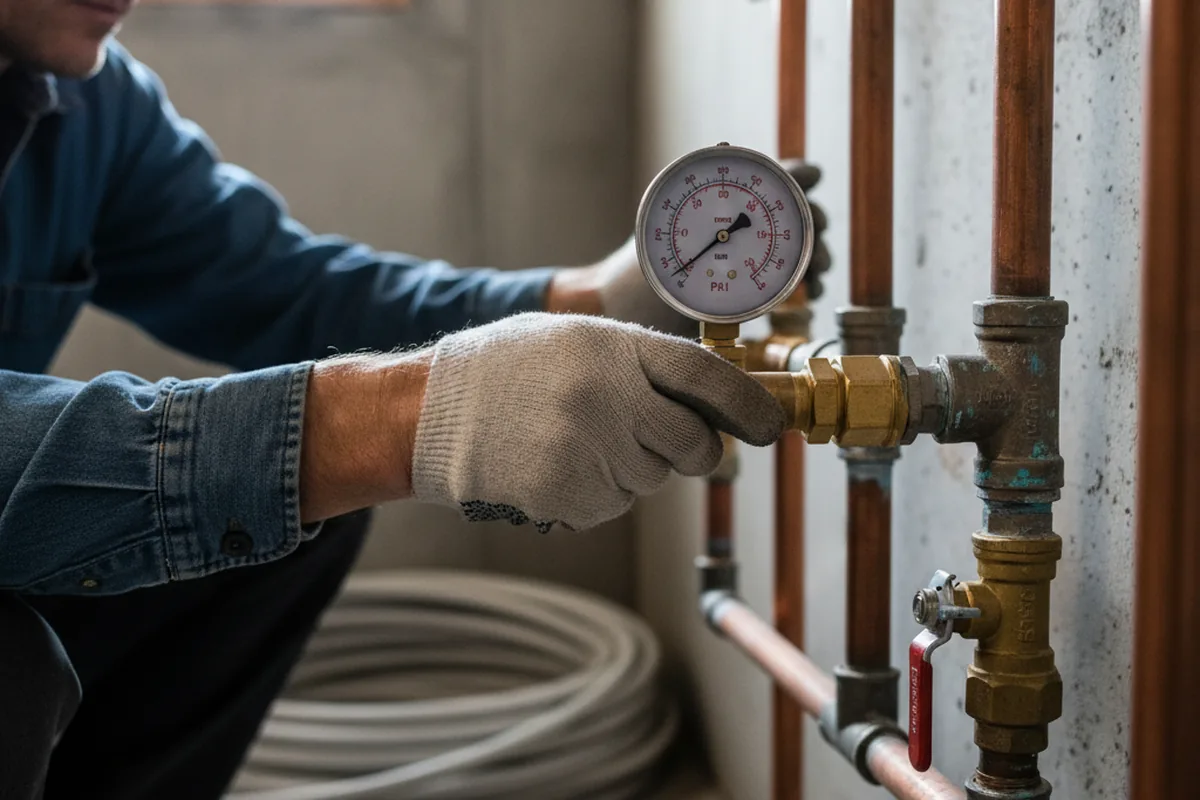 Pressure testing a repaired line during Water Line Repair in Osterburg