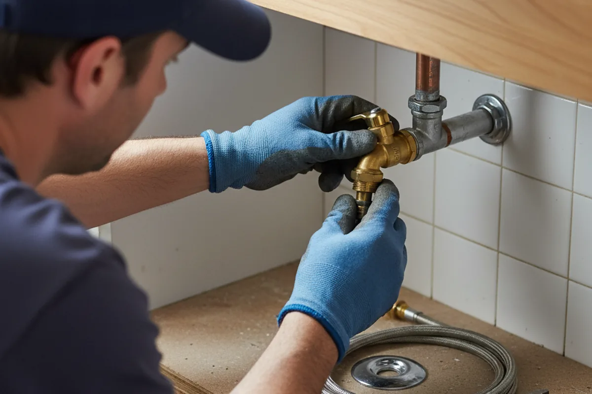 Shutoff valve and fitting work during Burst Pipe Repair in Osterburg